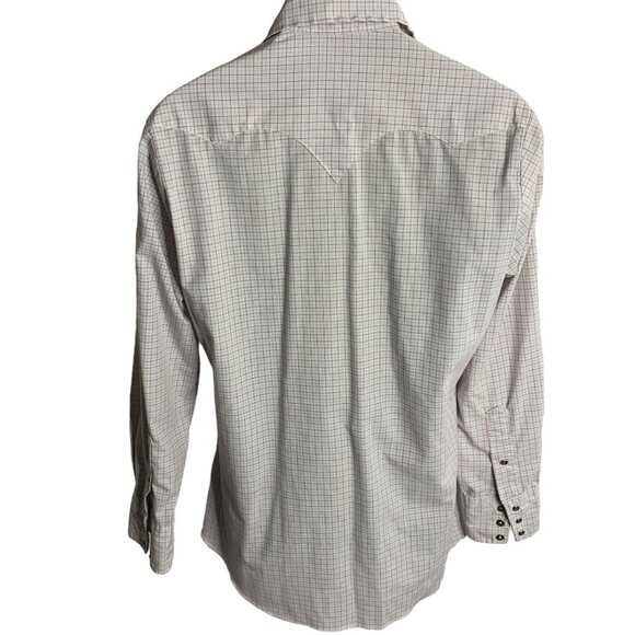 Vintage 80s Tem Tex Western Pearl Snap Shirt M Grey Check Long Sleeve Pockets - Picture 4 of 6